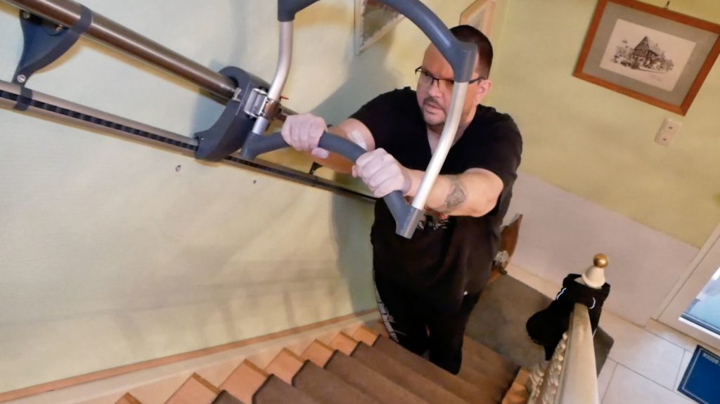 climbing stairs despite neuropathy with stair assistance